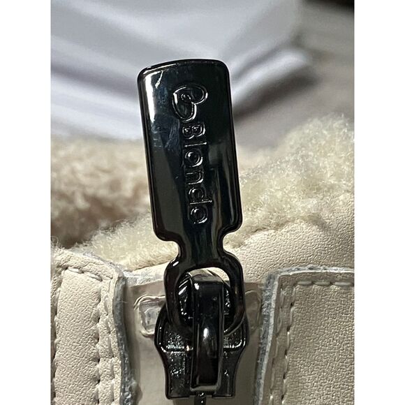 Blondo Natasia Waterproof Ankle Boots Women Beige Leather Suede Sherpa - Picture 10 of 12